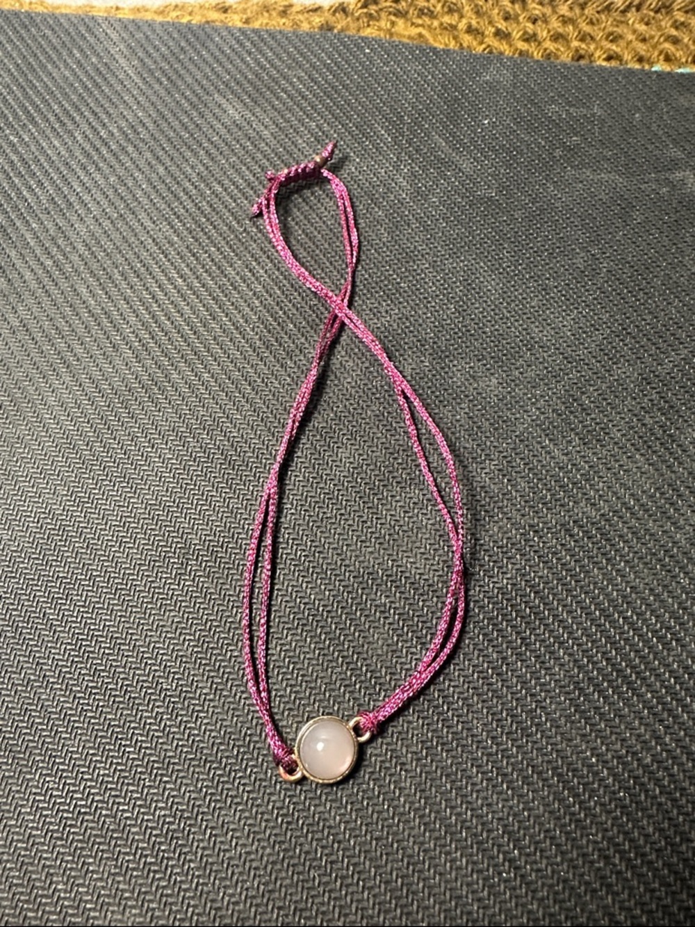 Handcrafted Pink Cord Bracelet with Rose Gold Moonstone Accent